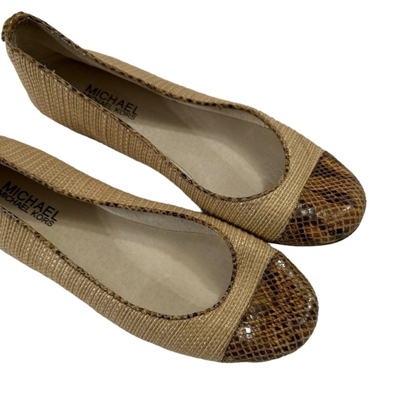 Michael Kors Ballet Flat Shoes Size  Snake Skin Straw - Picture 3 of 6